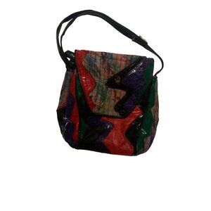 JR Purse‎ Vintage 80s Patchwork Multicolor Shoulder Bag Maximalist Avant Garde